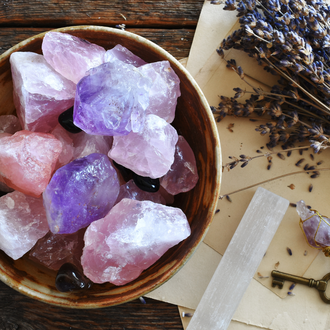 Wassersteine - Rosenquarz, Rauchquarz, Lapislazuli, Amethyst -