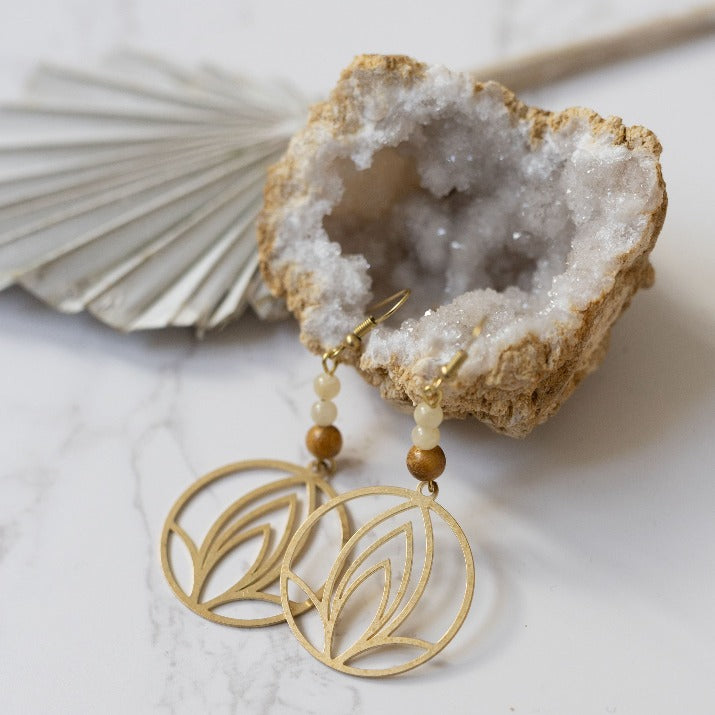 Boho-Ohrringe mit Orangencalcit.